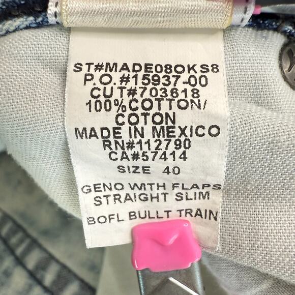 True Religion Geno‎ Jeans Mens 40 Blue Acid Wash Straight Streetwear Y2K Grunge - Picture 8 of 13